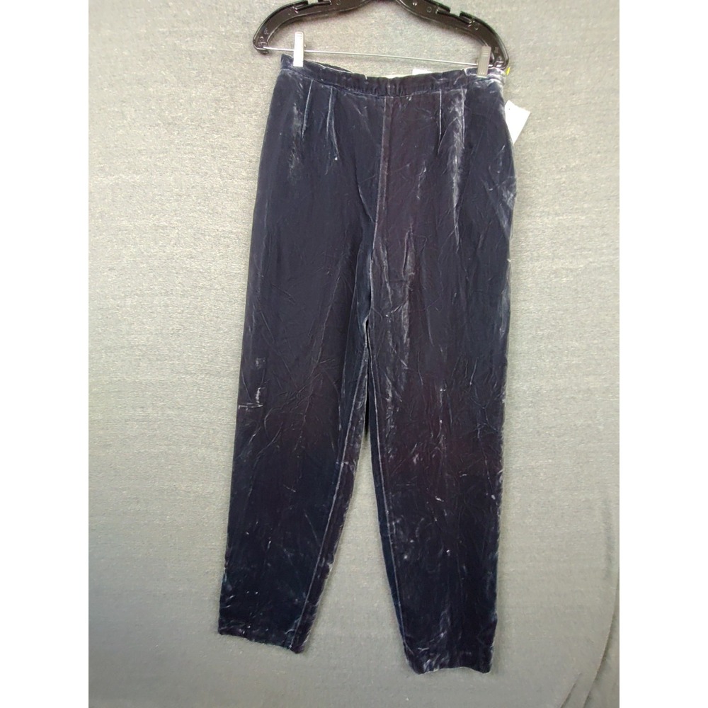 NEW Coldwater Creek Womens Pants 10‎ Black Gray Velvet Velour Capsule Career